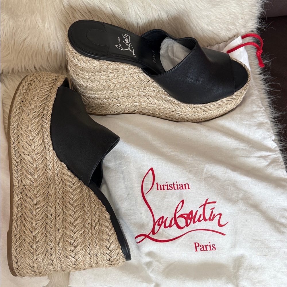 Christian Louboutin Black Wedge Sandals - Picture 5 of 5